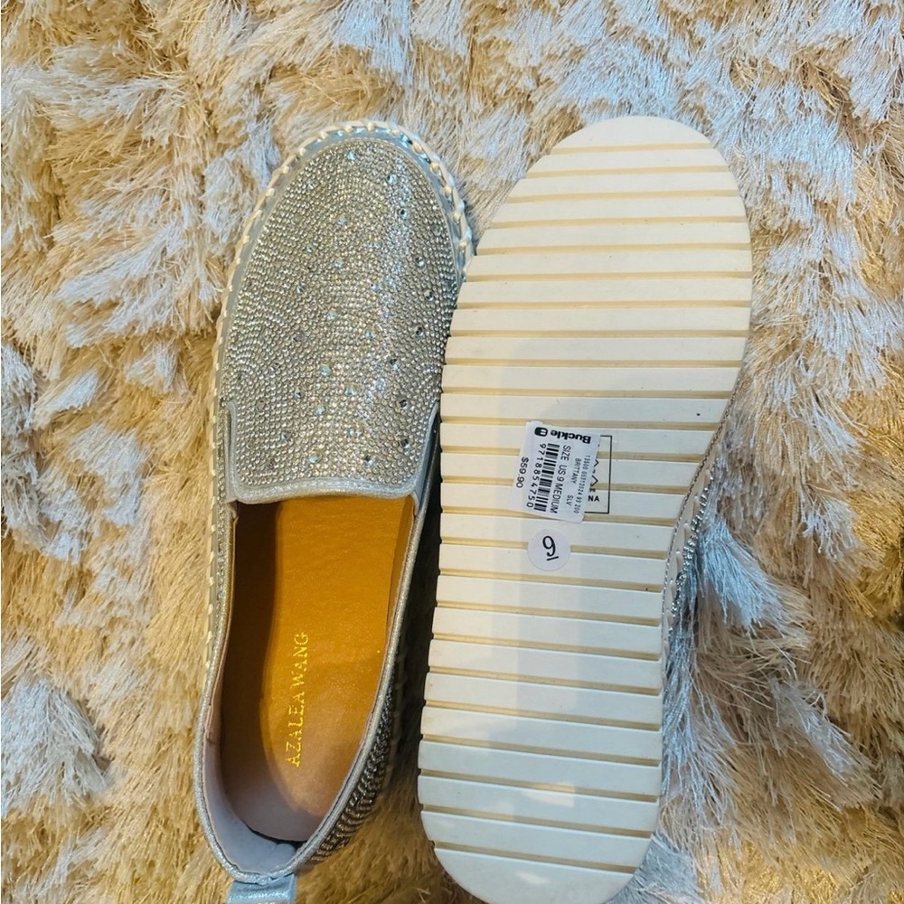 Silver Glitter Slip-On Women's Shoes